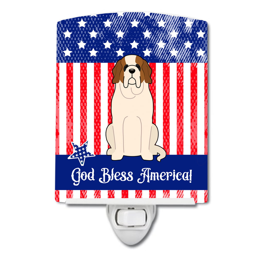 Patriotic USA Saint Bernard Ceramic Night Light
