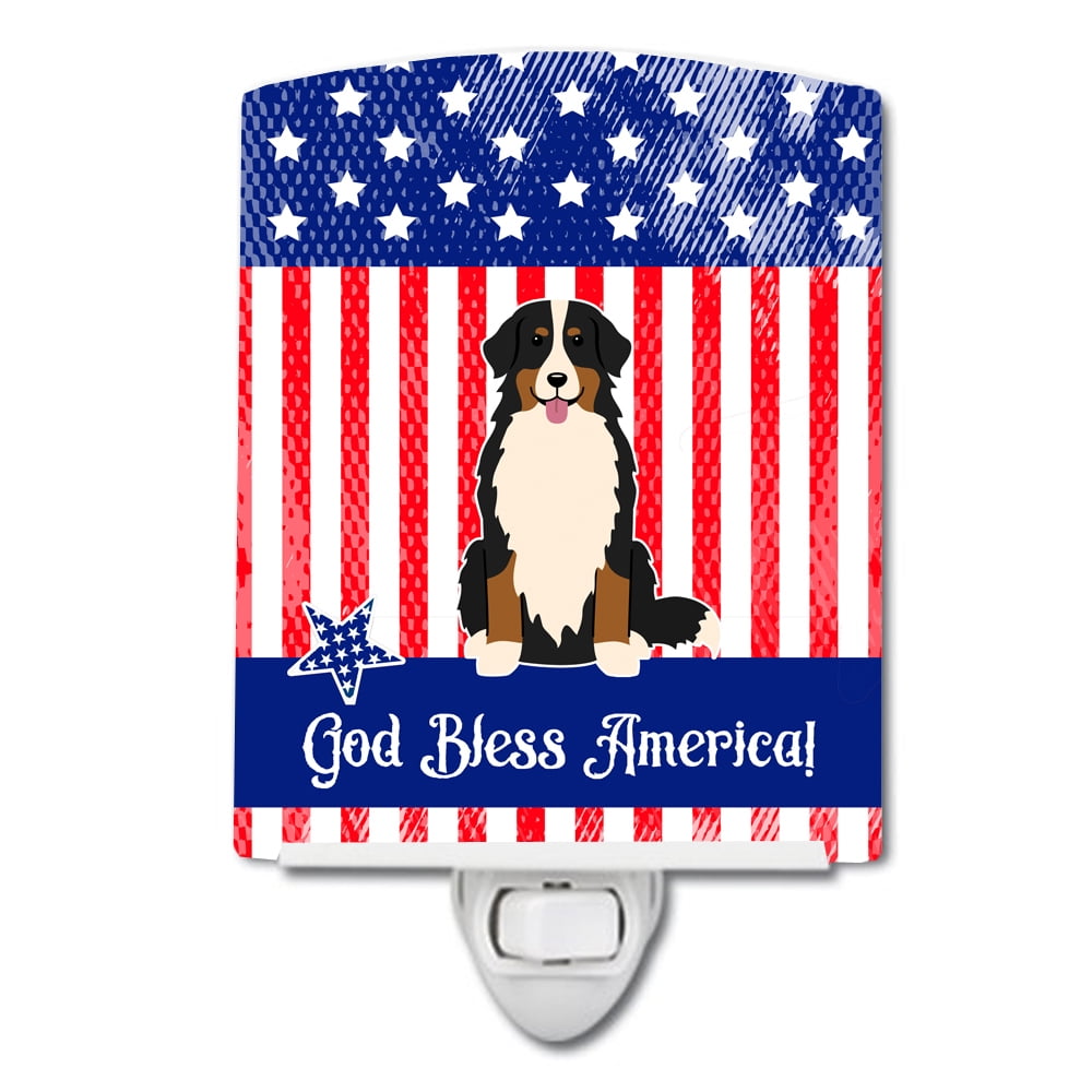 Patriotic USA Bernese Mountain Dog Ceramic Night Light