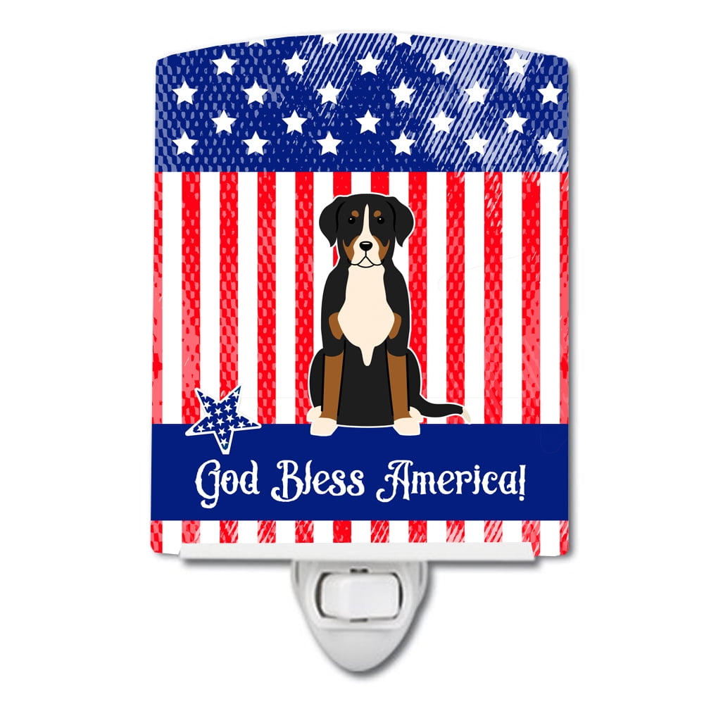 Patriotic USA Greater Swiss Mountain Dog Ceramic Night Light