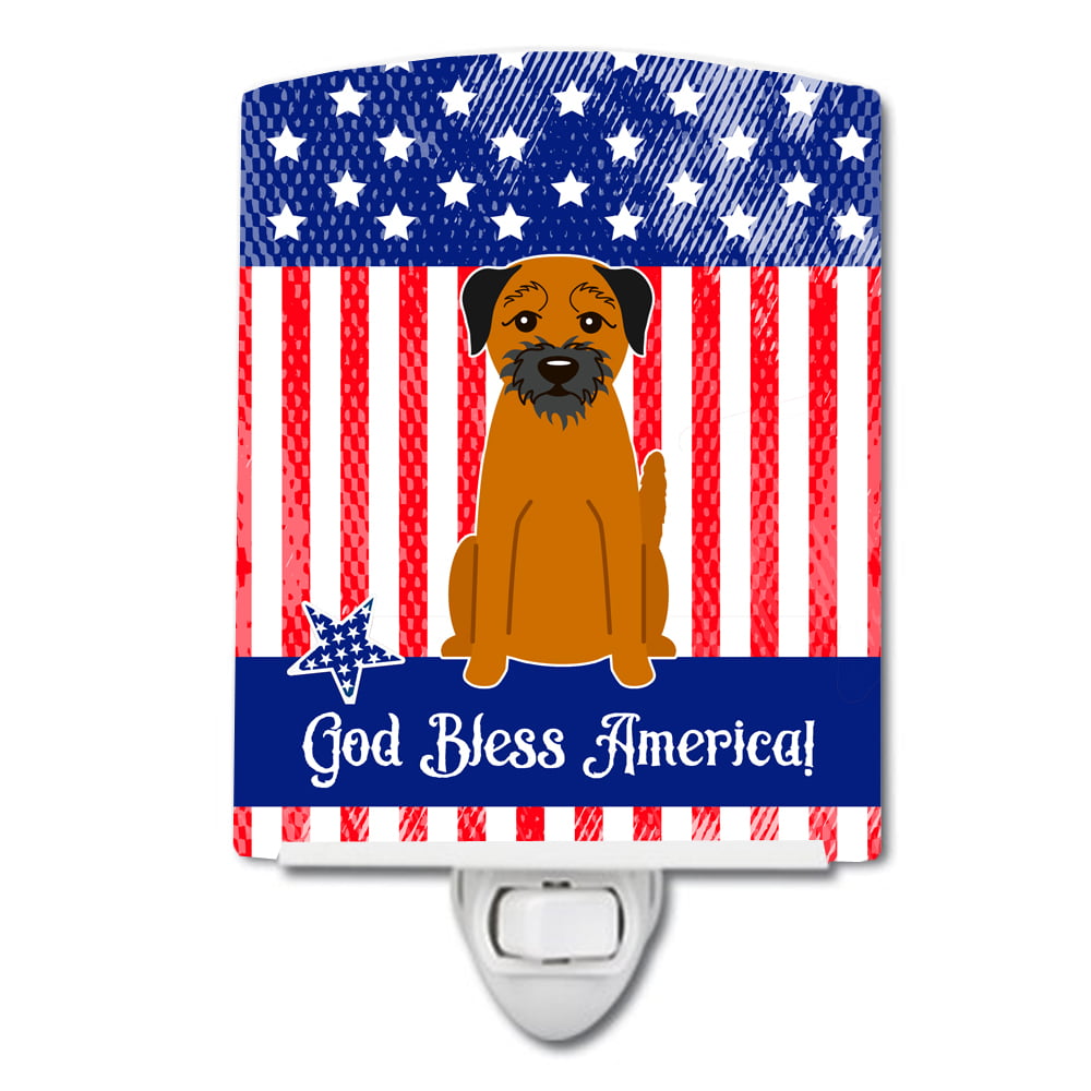 Patriotic USA Border Terrier Ceramic Night Light