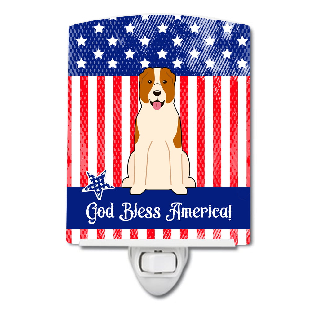 Patriotic USA Central Asian Shepherd Dog Ceramic Night Light