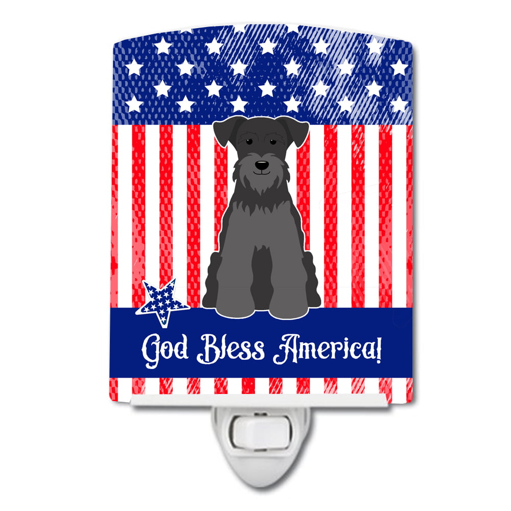 Patriotic USA Miniature Schanuzer Black Ceramic Night Light