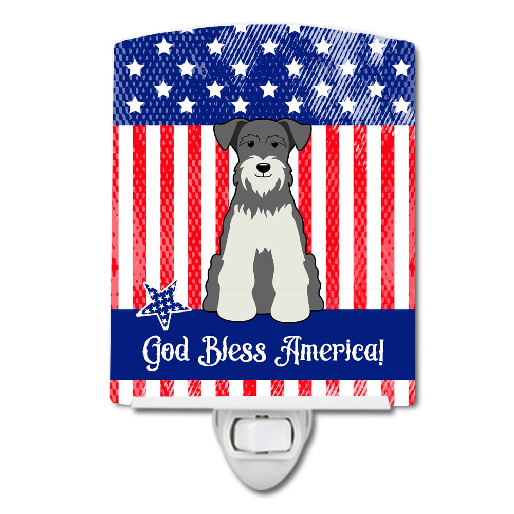 Patriotic USA Miniature Schanuzer Salt & Pepper Ceramic Night Light