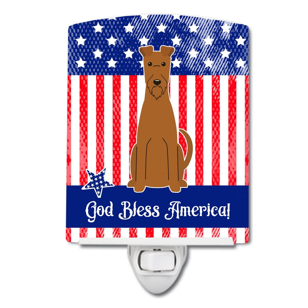 Patriotic USA Irish Terrier Ceramic Night Light