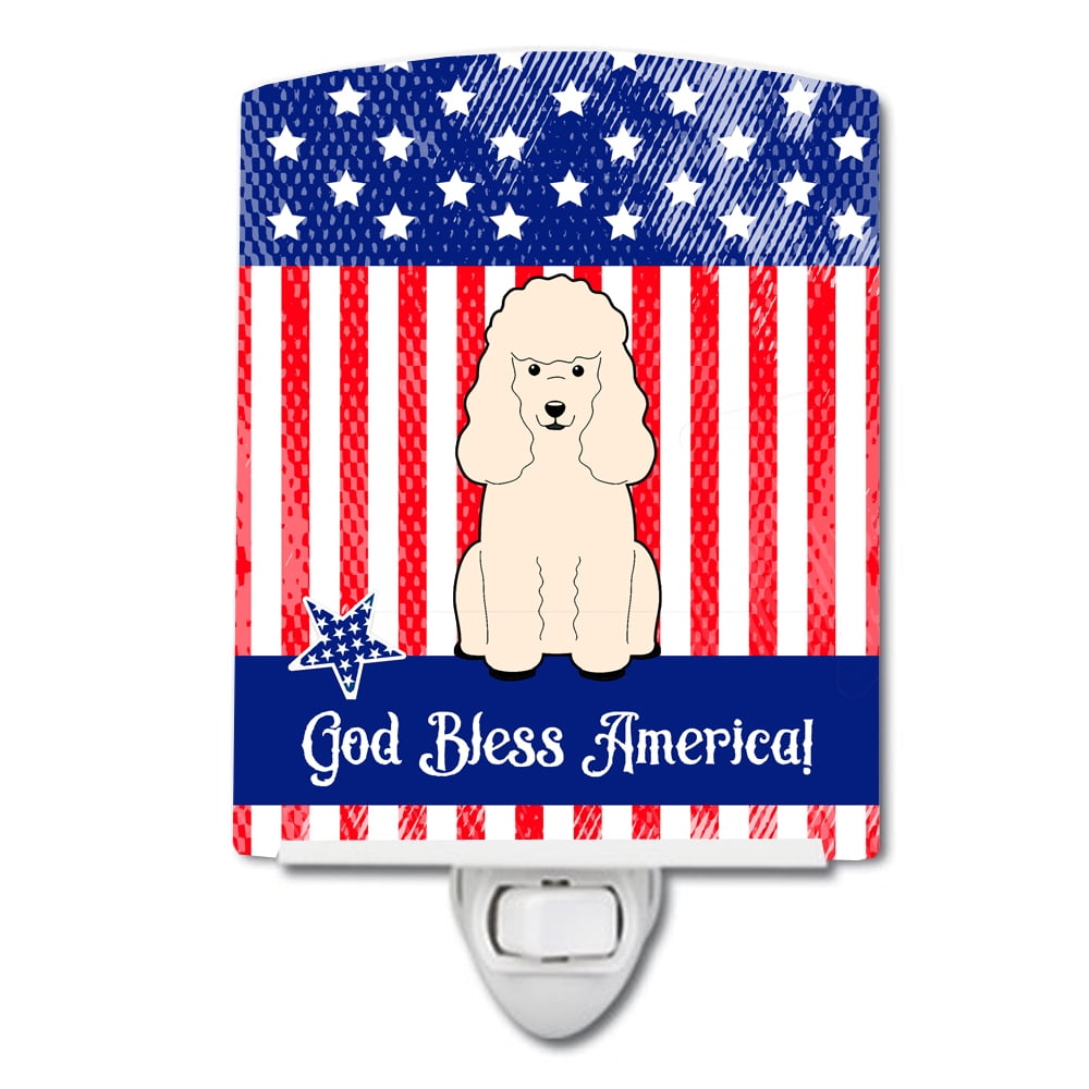 Patriotic USA Poodle White Ceramic Night Light