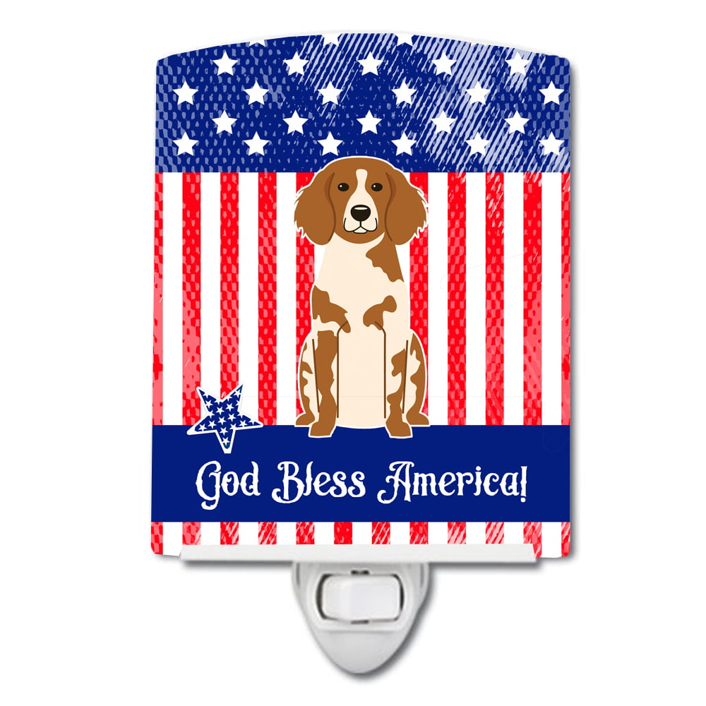 Patriotic USA Brittany Spaniel Ceramic Night Light
