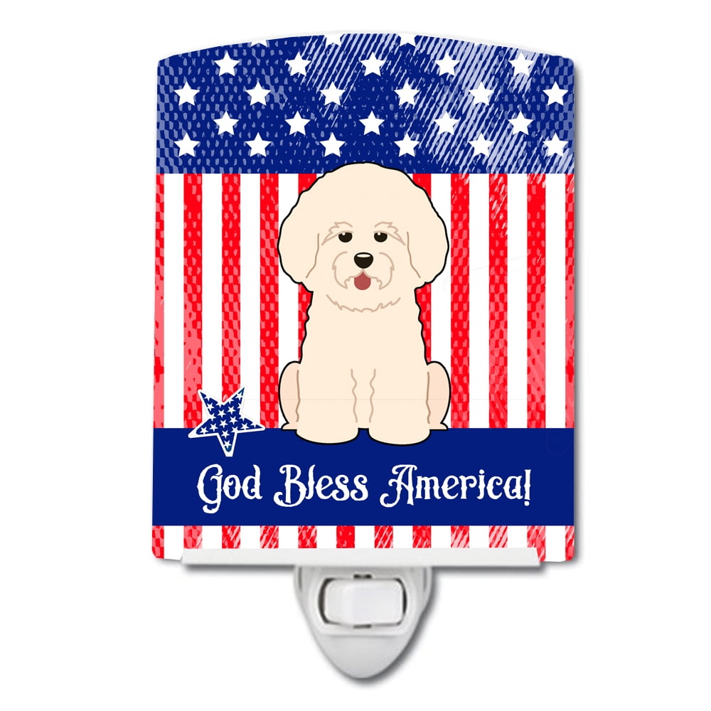 Patriotic USA Bichon Frise Ceramic Night Light
