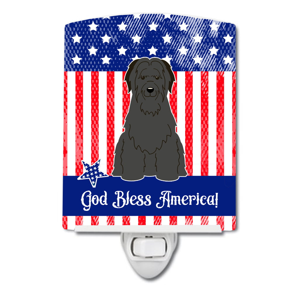 Patriotic USA Briard Black Ceramic Night Light