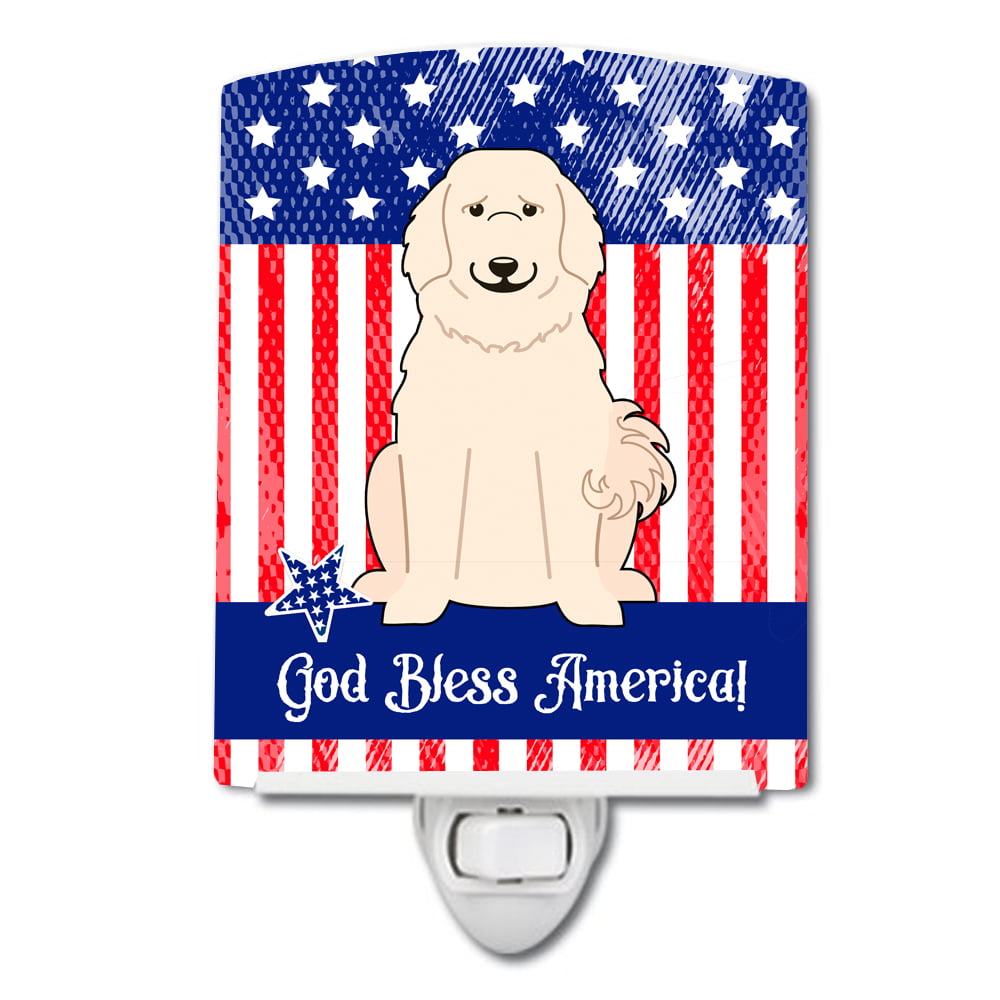 Patriotic USA Great Pyrenese Ceramic Night Light