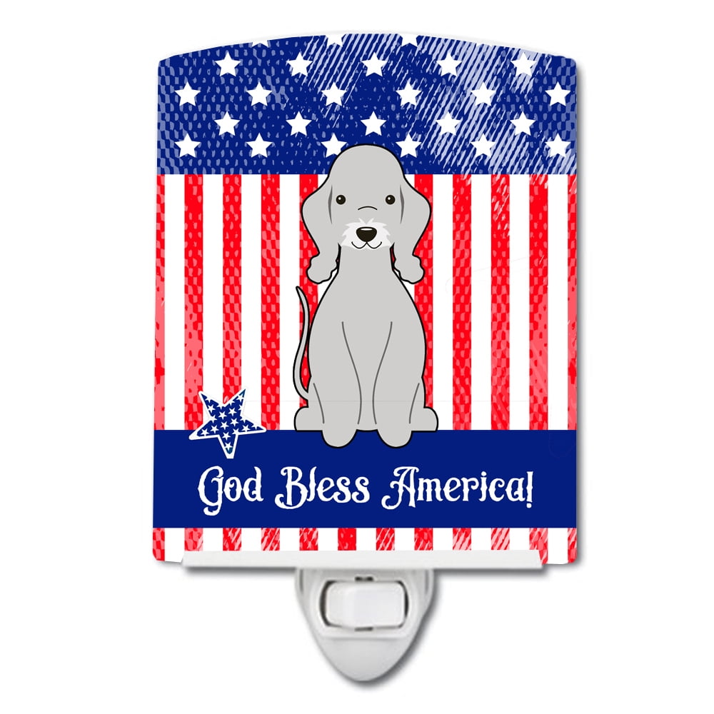 Patriotic USA Bedlington Terrier Blue Ceramic Night Light
