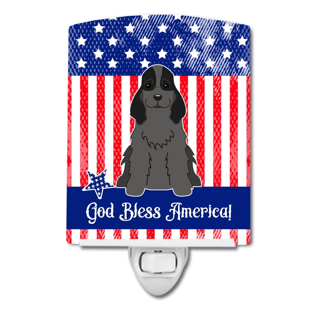 BB3087CNL Patriotic USA Cocker Spaniel Black Ceramic Night Light