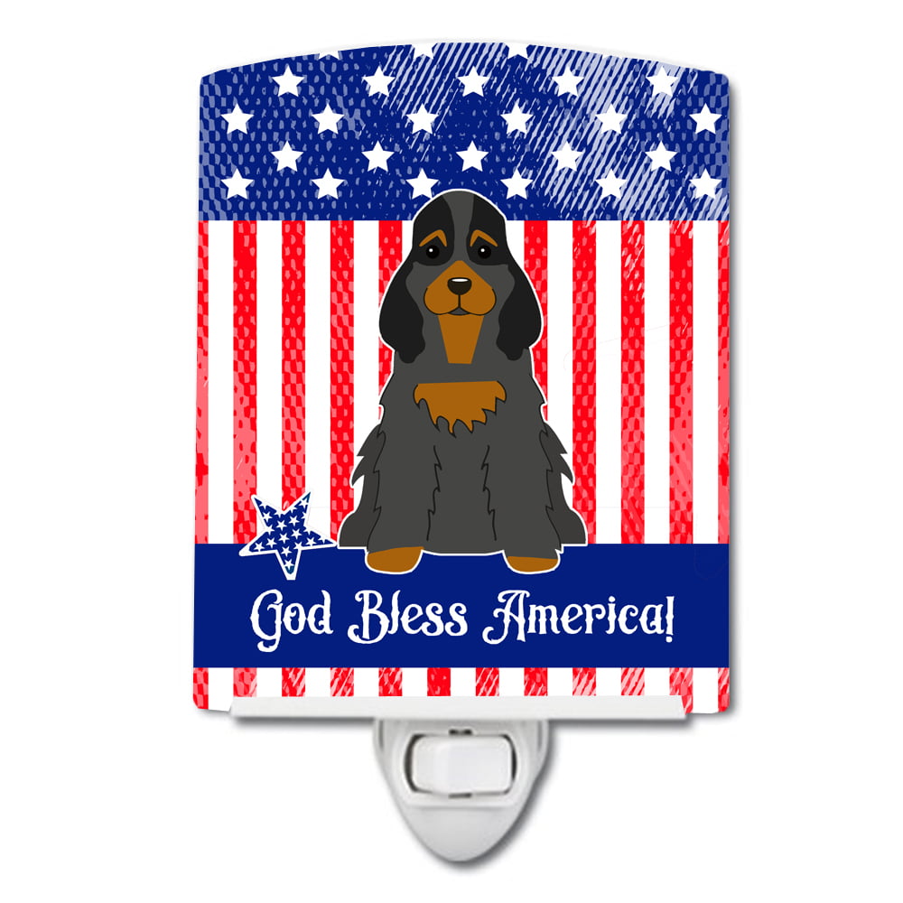 Patriotic USA Cocker Spaniel Black Tan Ceramic Night Light