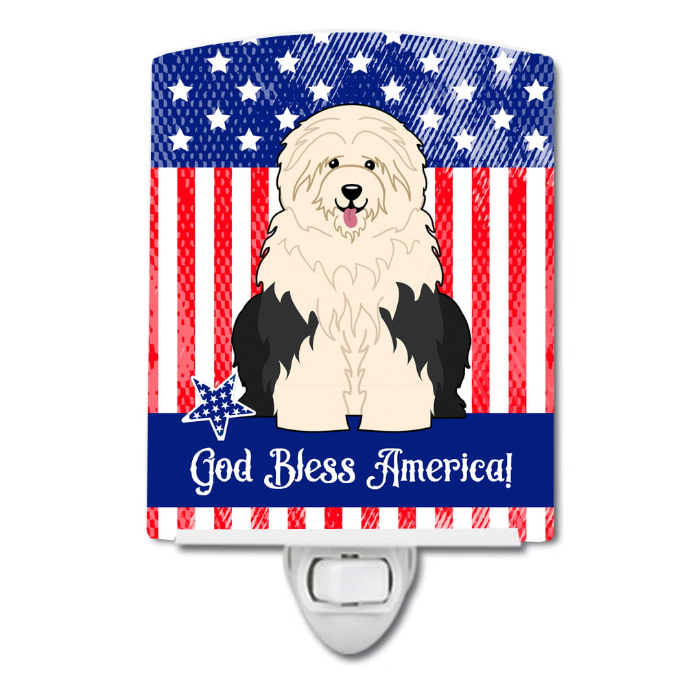 BB3091CNL Patriotic USA Old English Sheepdog Ceramic Night Light