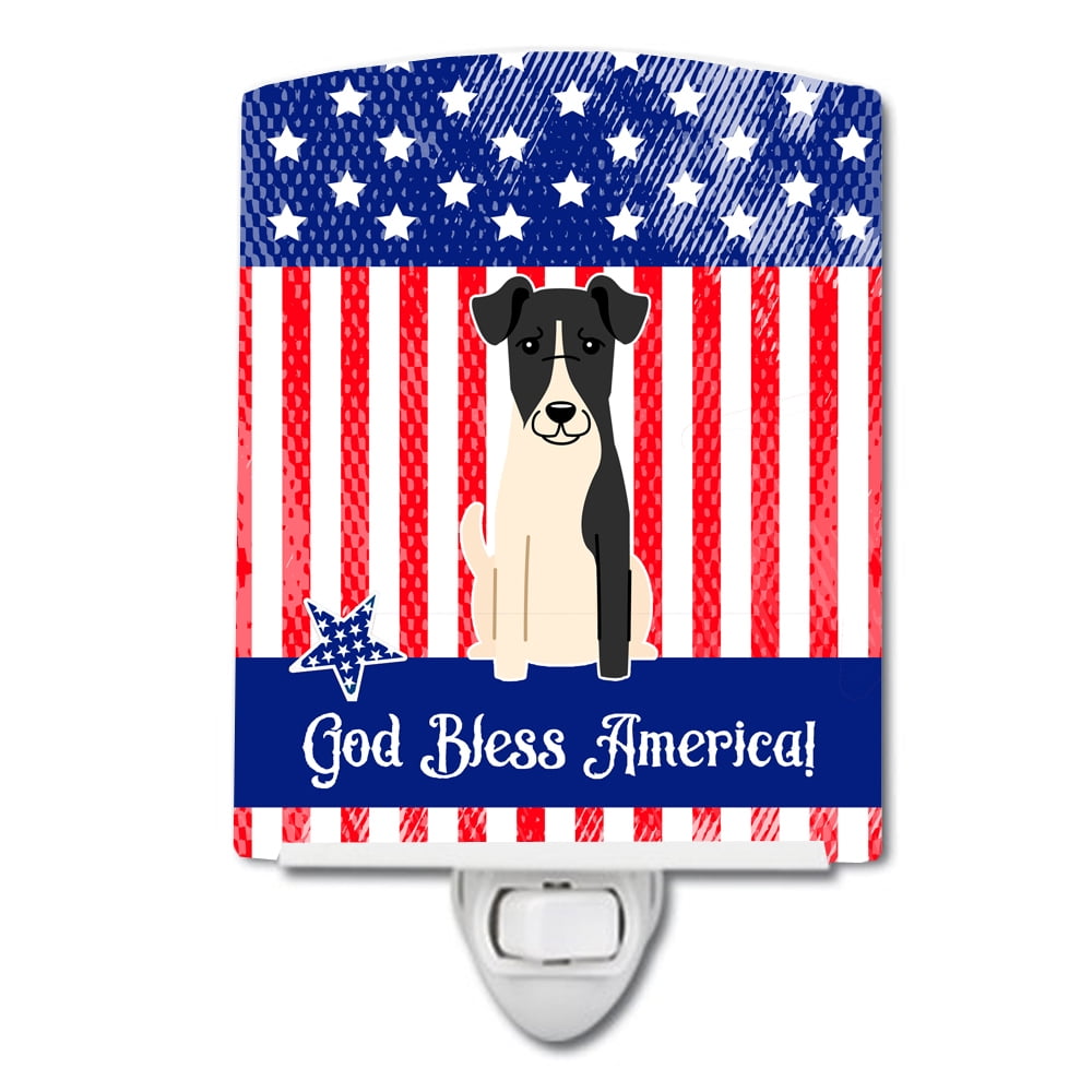 Patriotic USA Smooth Fox Terrier Ceramic Night Light