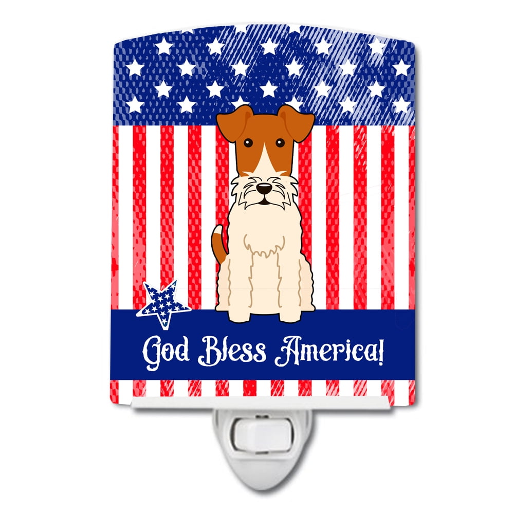 BB3096CNL Patriotic USA Wire Fox Terrier Ceramic Night Light