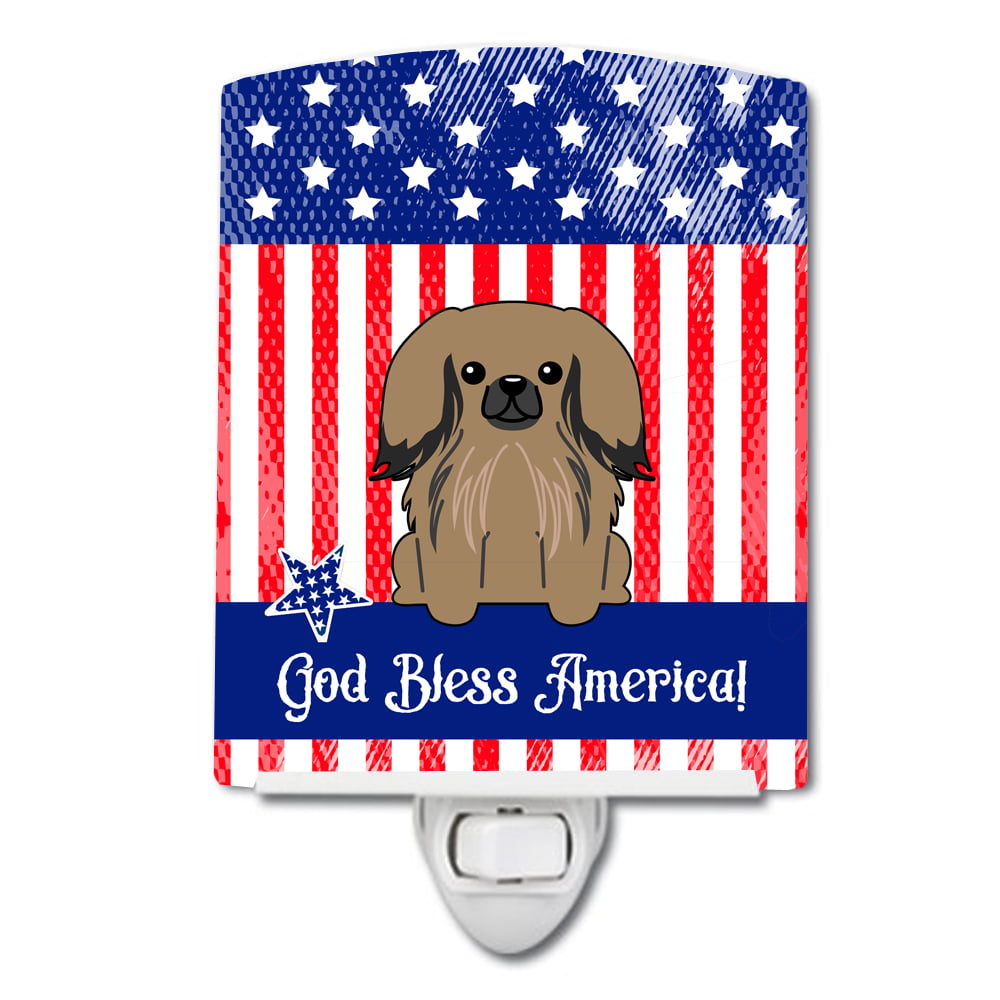 Patriotic USA Pekingnese Tan Ceramic Night Light