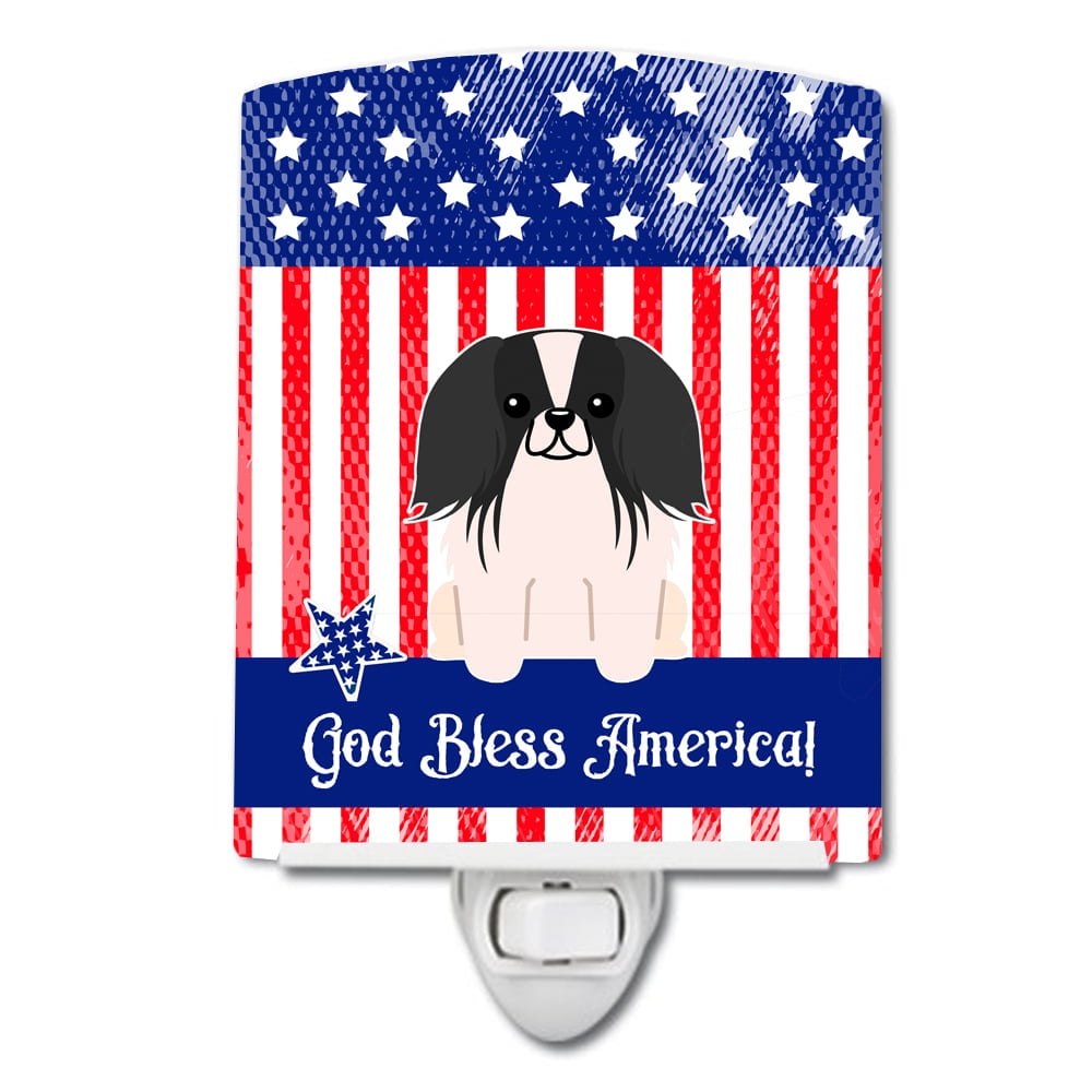 Patriotic USA Pekingnese Black White Ceramic Night Light