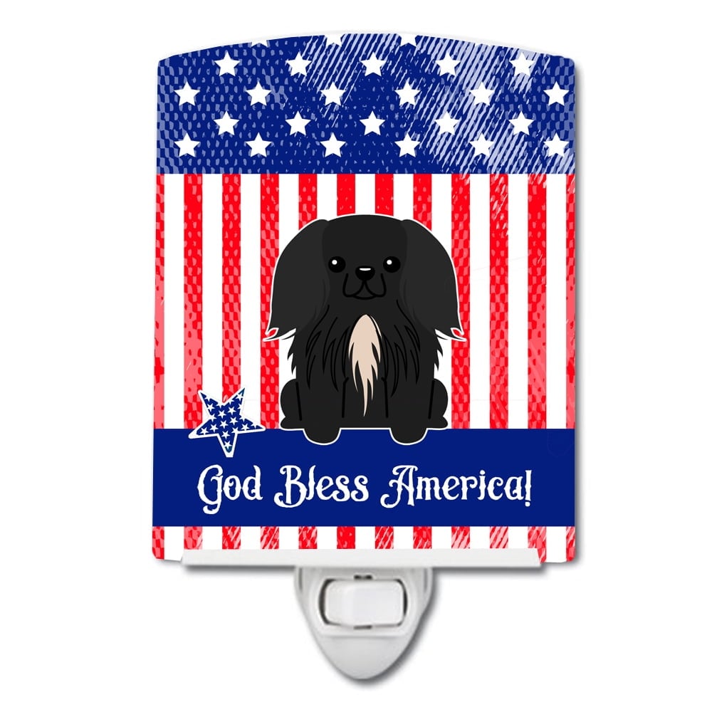 Patriotic USA Pekingnese Black Ceramic Night Light