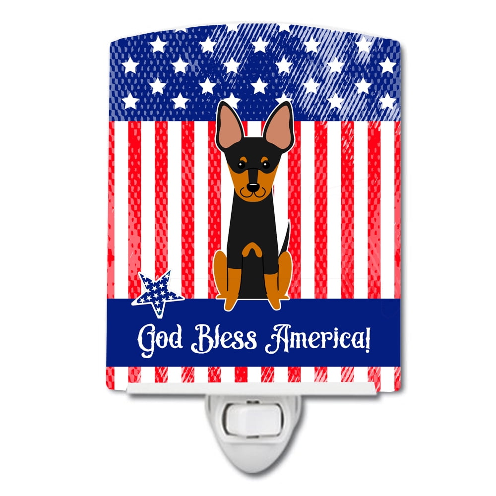 Patriotic USA English Toy Terrier Ceramic Night Light