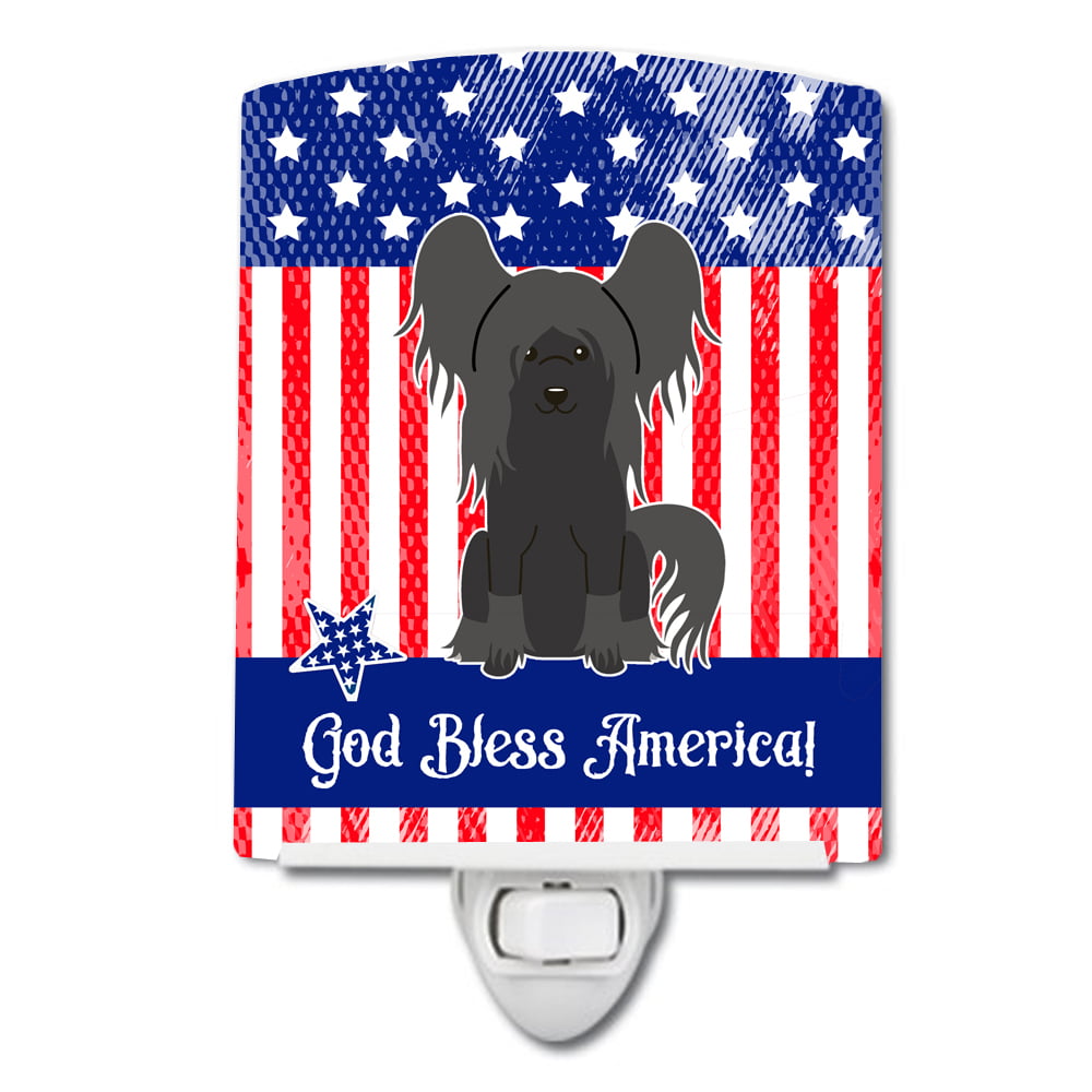 Patriotic USA Chinese Crested Black Ceramic Night Light