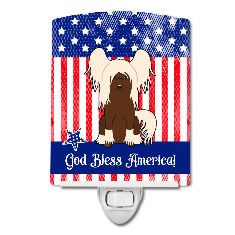 Patriotic USA Chinese Crested Cream Ceramic Night Light
