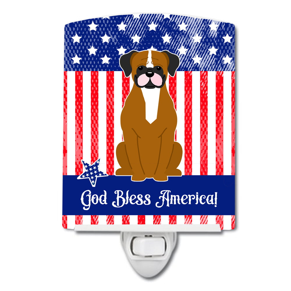 BB3111CNL Patriotic USA Flashy Fawn Boxer Ceramic Night Light