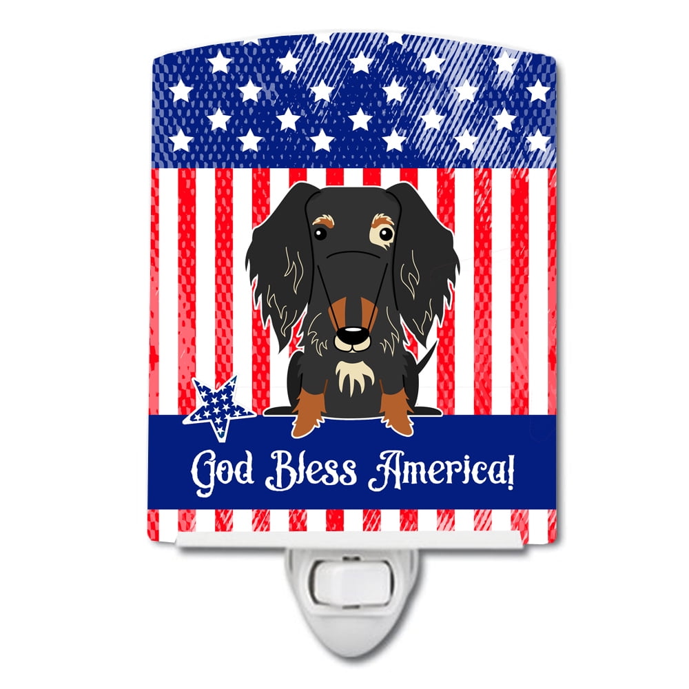 Patriotic USA Wire Haired Dachshund Dapple Ceramic Night Light