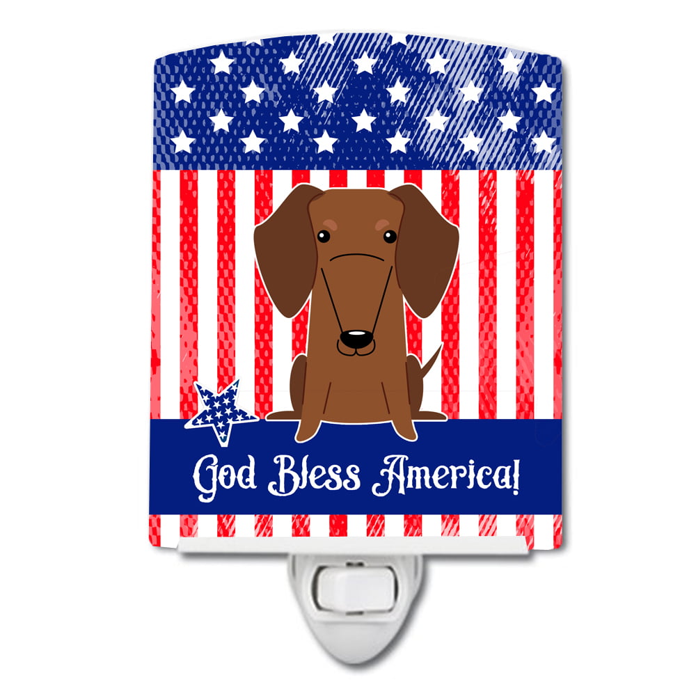 Patriotic USA Dachshund Red Brown Ceramic Night Light