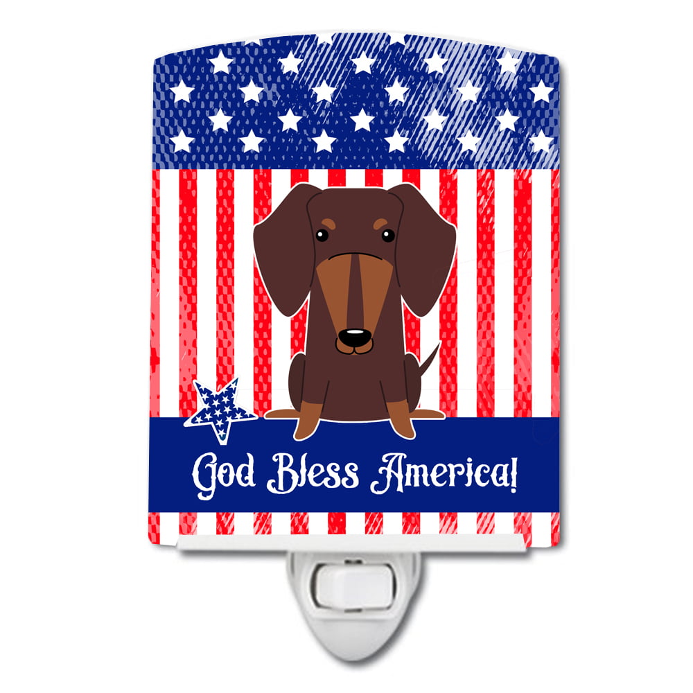 Patriotic USA Dachshund Chocolate Ceramic Night Light