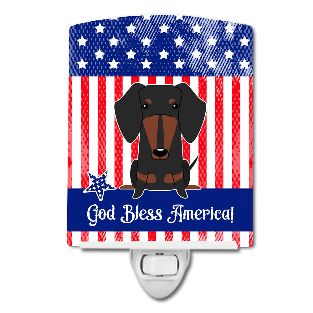 Patriotic USA Dachshund Black Tan Ceramic Night Light