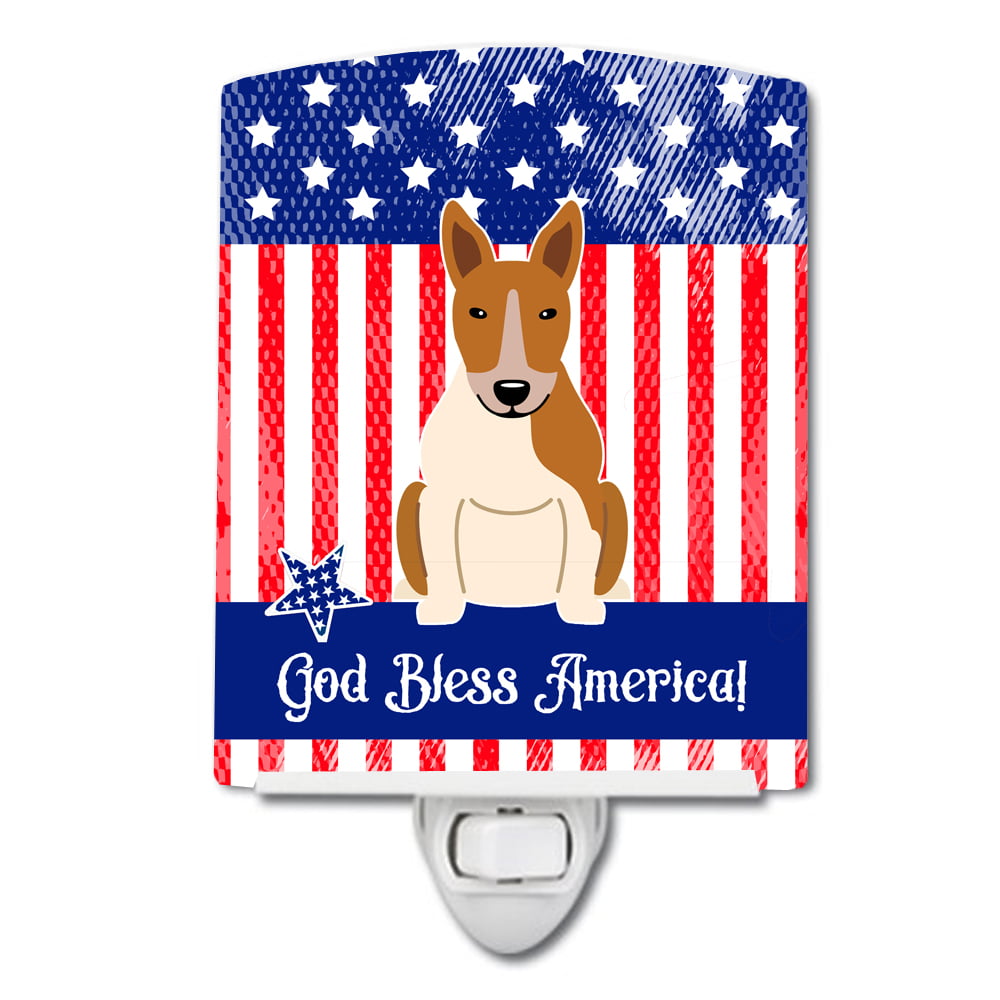Patriotic USA Bull Terrier Red White Ceramic Night Light