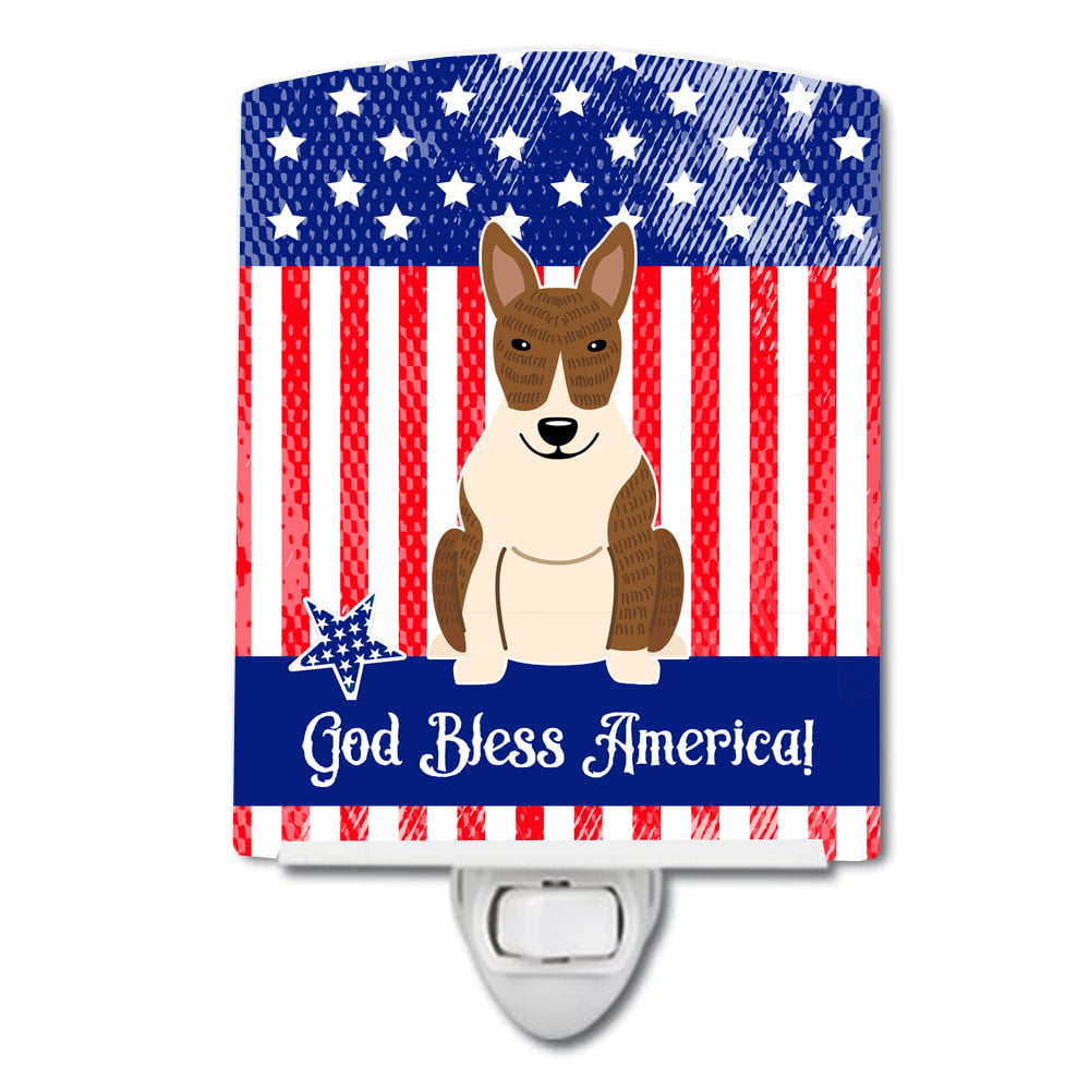 Patriotic USA Bull Terrier Brindle Ceramic Night Light