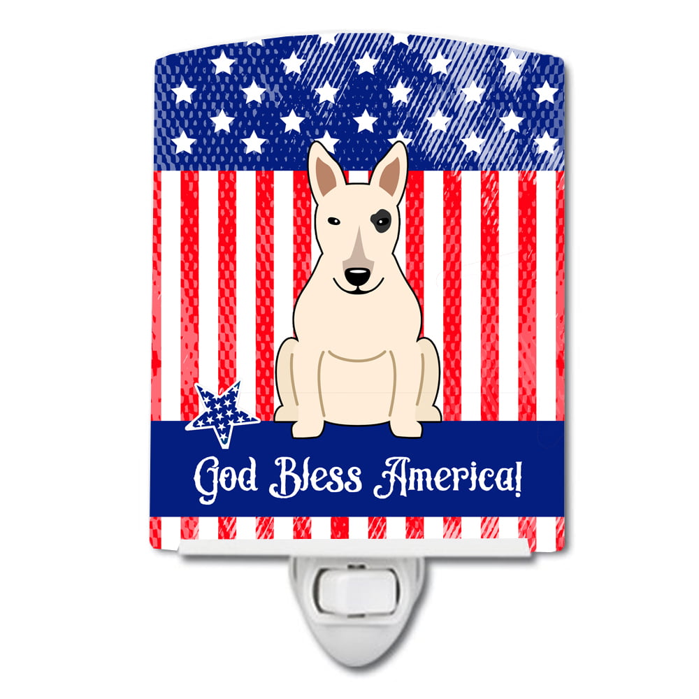 Patriotic USA Bull Terrier White Ceramic Night Light