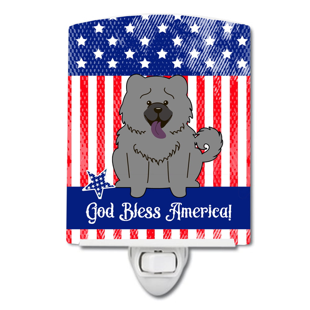 Patriotic USA Chow Chow Blue Ceramic Night Light