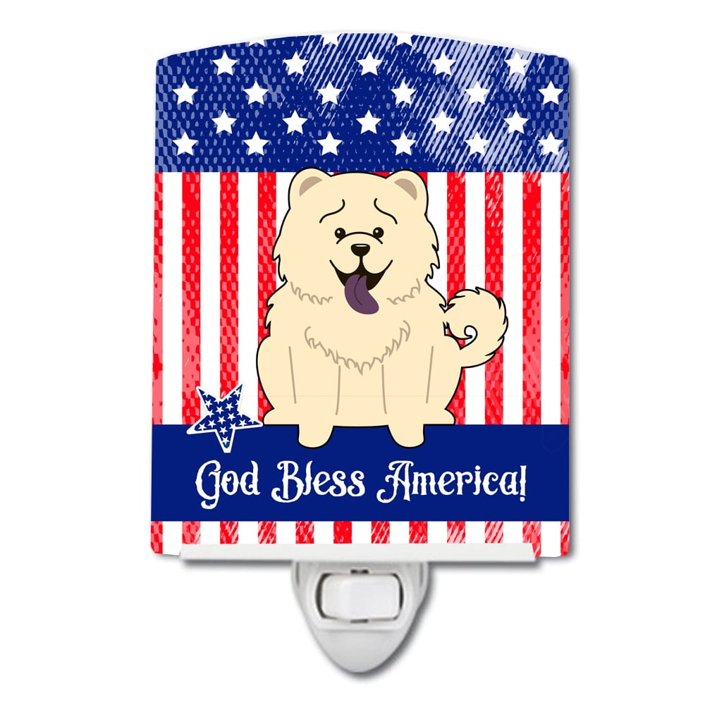 Patriotic USA Chow Chow White Ceramic Night Light