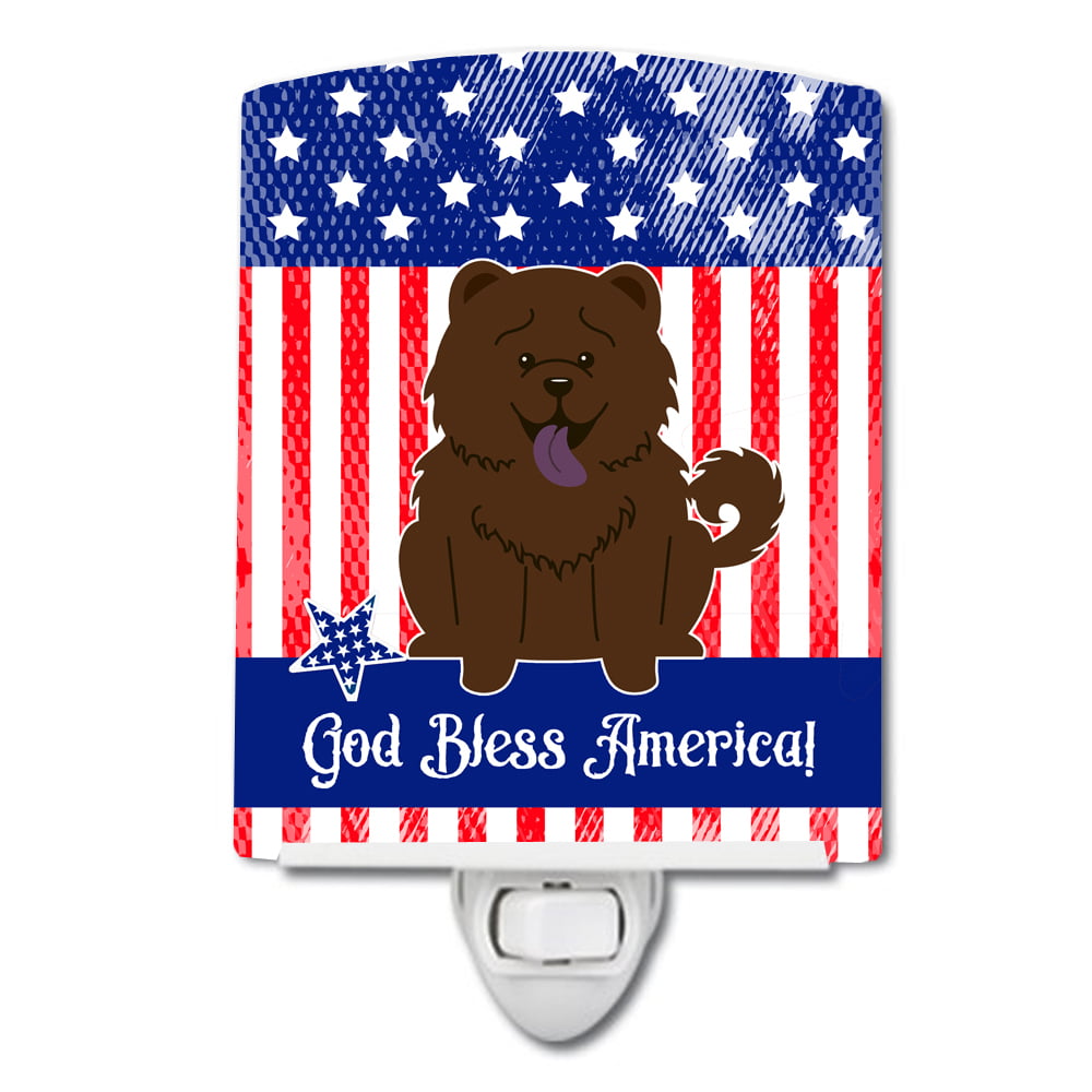 Patriotic USA Chow Chow Chocolate Ceramic Night Light