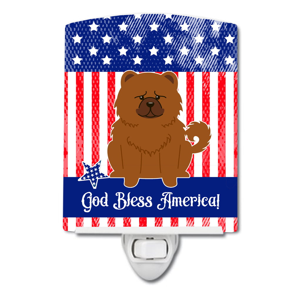 Patriotic USA Chow Chow Red Ceramic Night Light