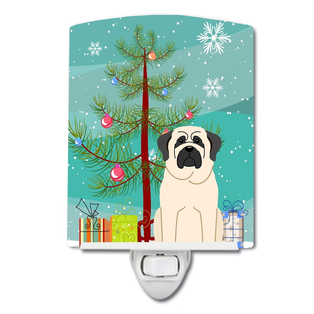 BB4142CNL Merry Christmas Tree Mastiff White Ceramic Night Light