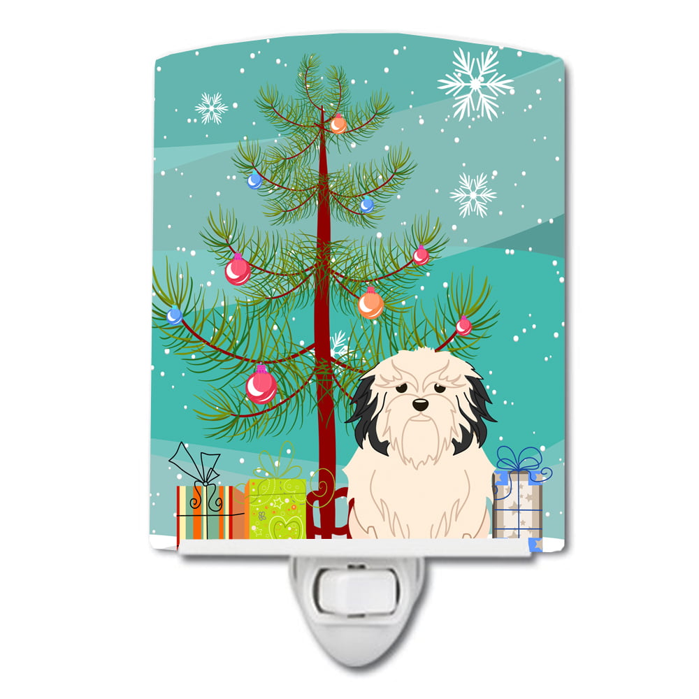BB4144CNL Merry Christmas Tree Lowchen Ceramic Night Light