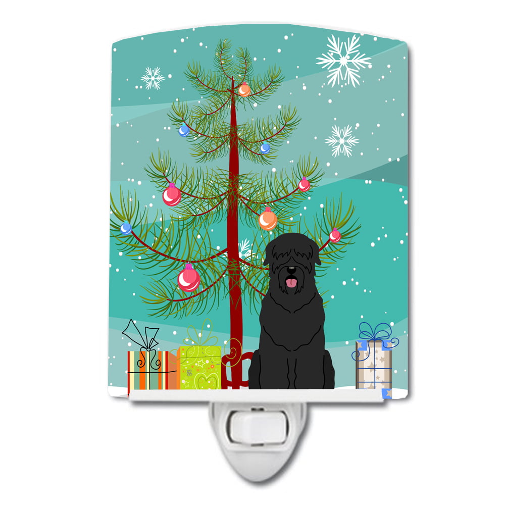 Merry Christmas Tree Black Russian Terrier Ceramic Night Light