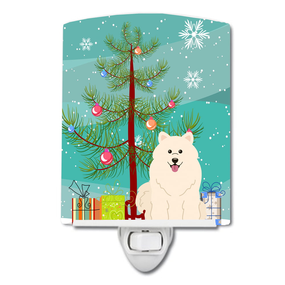BB4155CNL Merry Christmas Tree Samoyed Ceramic Night Light