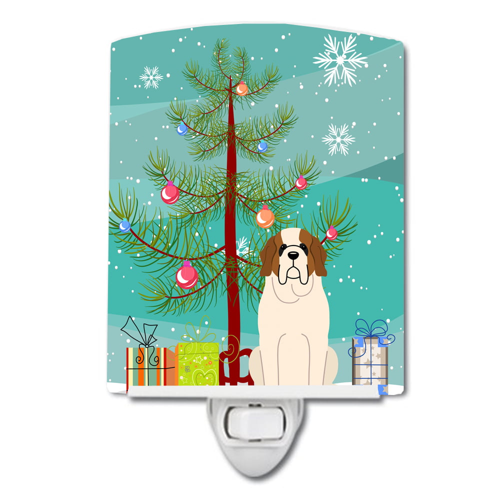 BB4160CNL Merry Christmas Tree Saint Bernard Ceramic Night Light