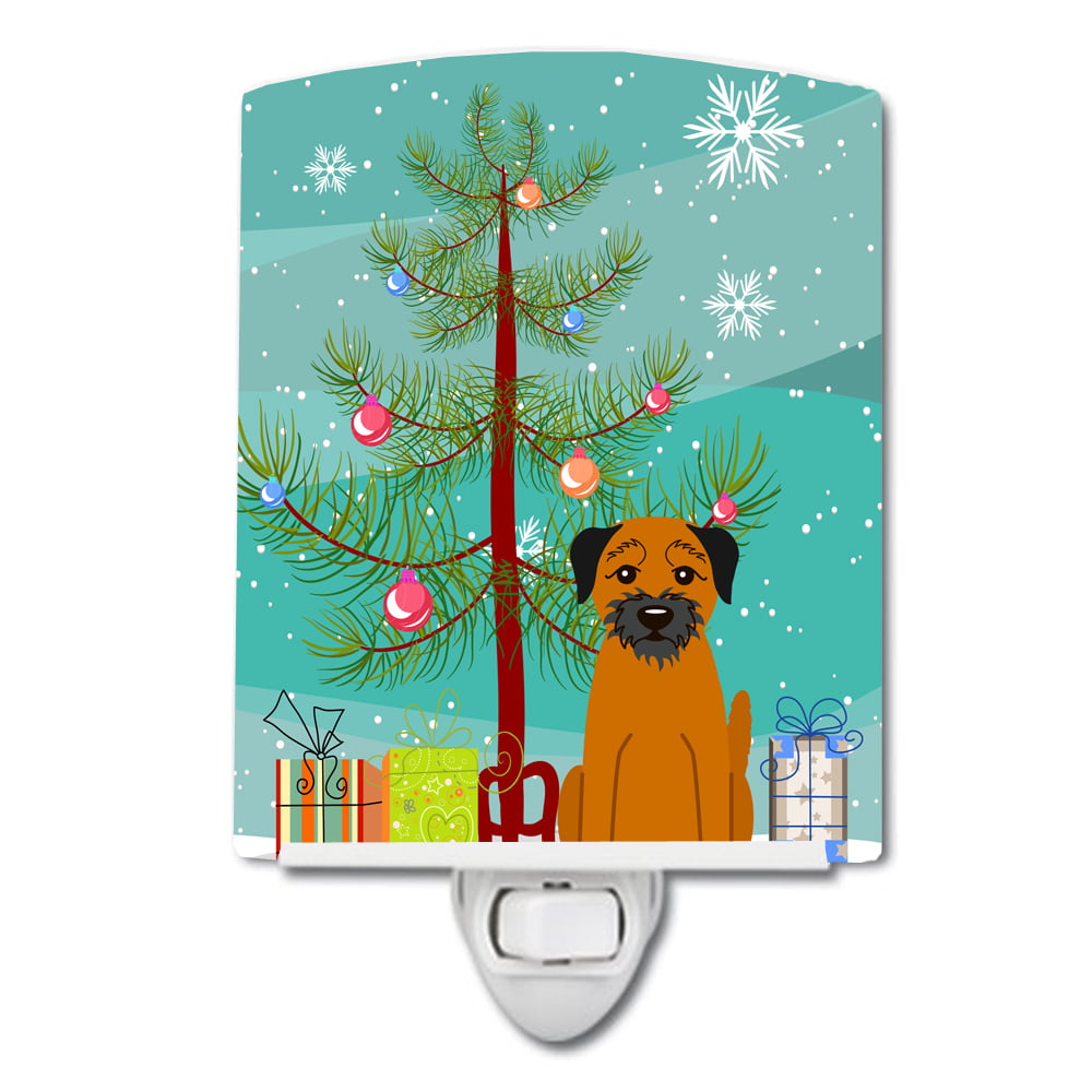 BB4164CNL Merry Christmas Tree Border Terrier Ceramic Night Light