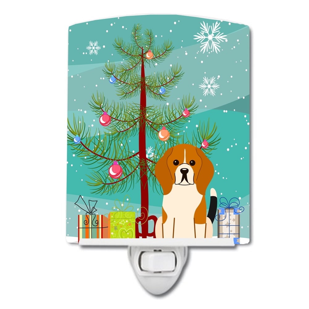 Merry Christmas Tree Beagle Tricolor Ceramic Night Light