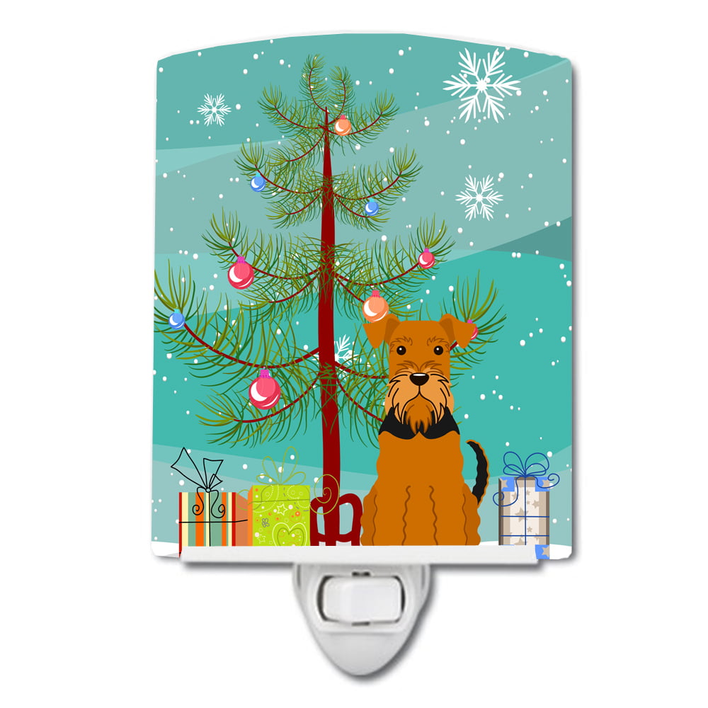 BB4166CNL Merry Christmas Tree Airedale Ceramic Night Light