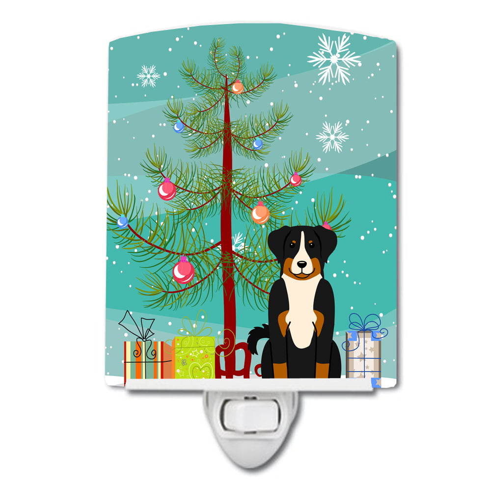 Merry Christmas Tree Appenzeller Sennenhund Ceramic Night Light