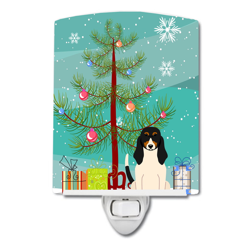 BB4169CNL Merry Christmas Tree Swiss Hound Ceramic Night Light