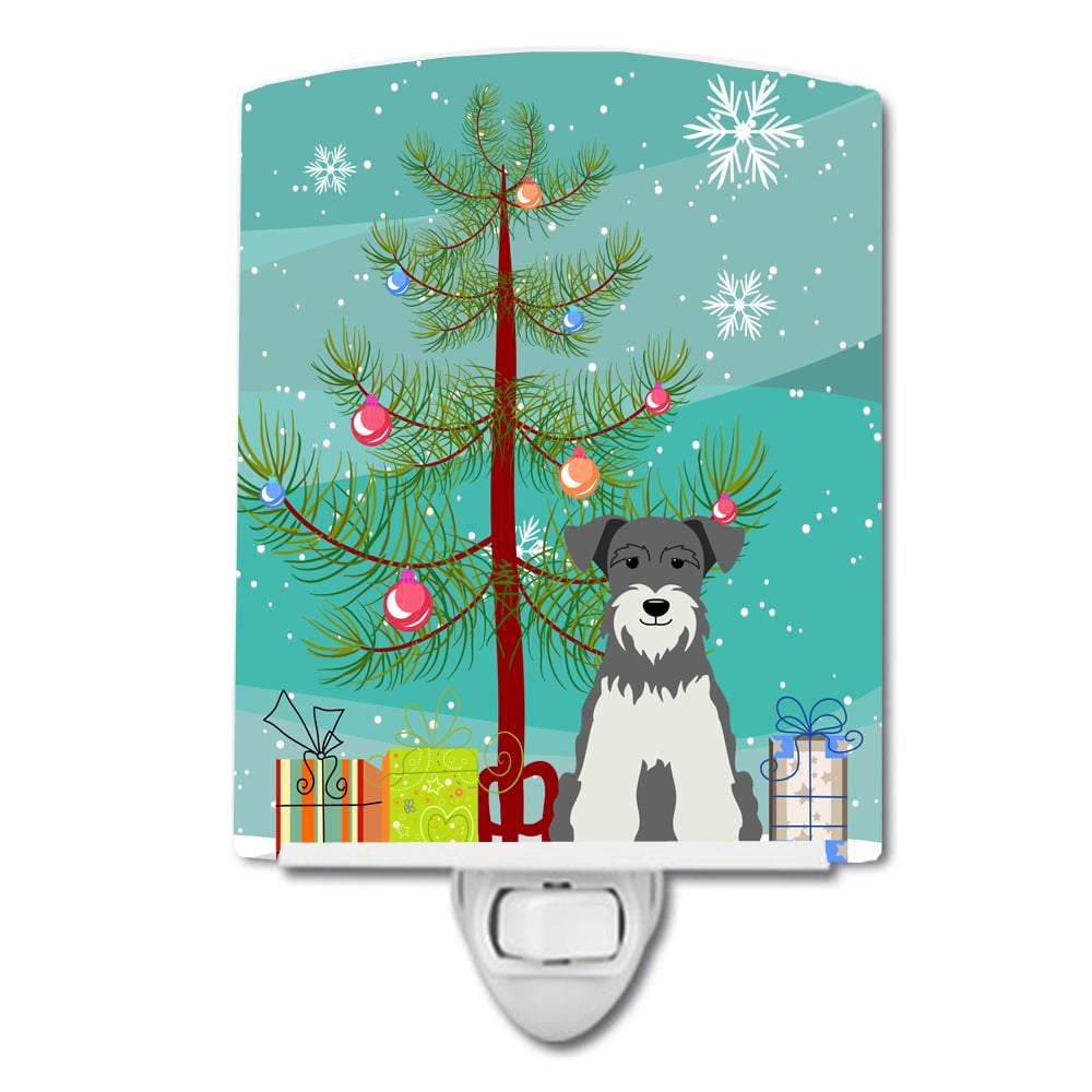 Merry Christmas Tree Miniature Schanuzer Salt & Pepper Ceramic Night Light