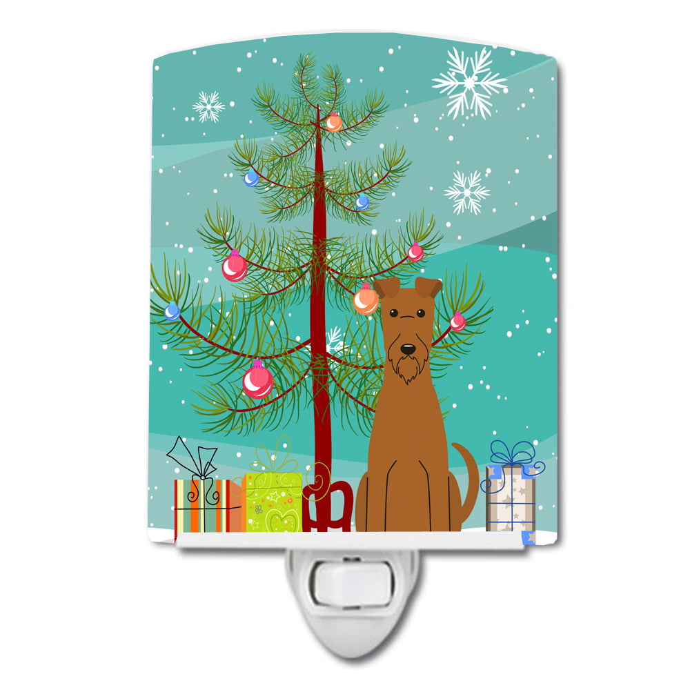 BB4187CNL Merry Christmas Tree Irish Terrier Ceramic Night Light