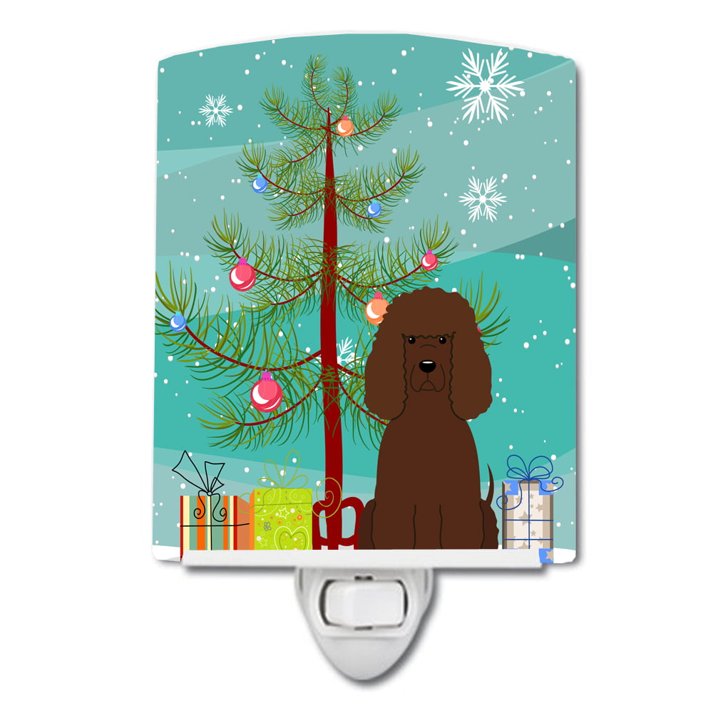 Merry Christmas Tree Irish Water Spaniel Ceramic Night Light